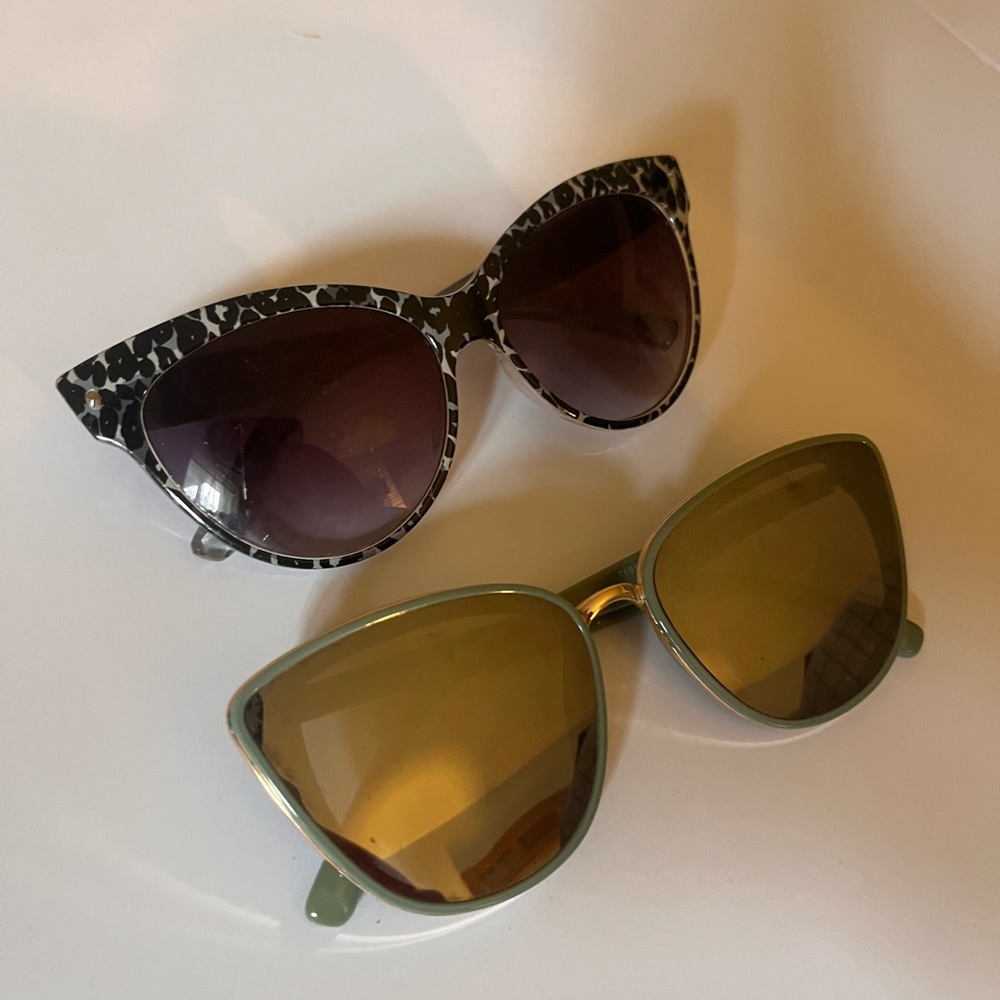 Women's Cat-Eye Sunglasses - Black Pattern & Olive Green Lenses